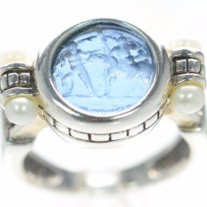 Menegatti Venetian Glass 925 Sterling Silver Ring